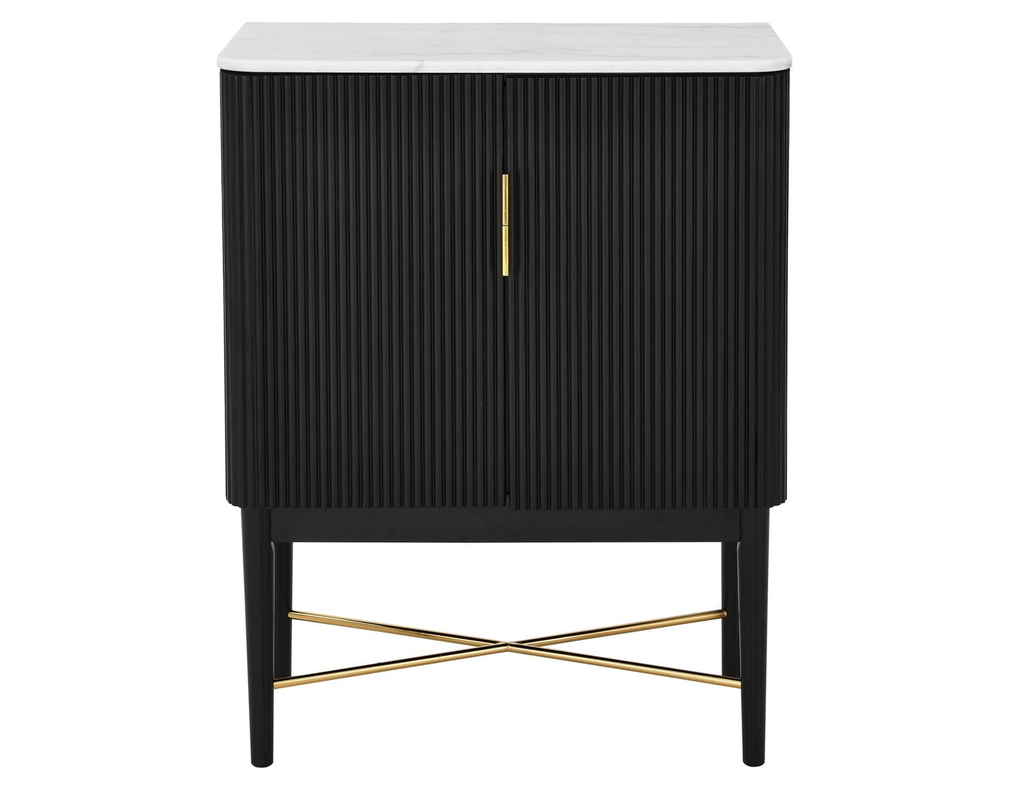 Vida Marble Top WIne Cabinet, Black Finish