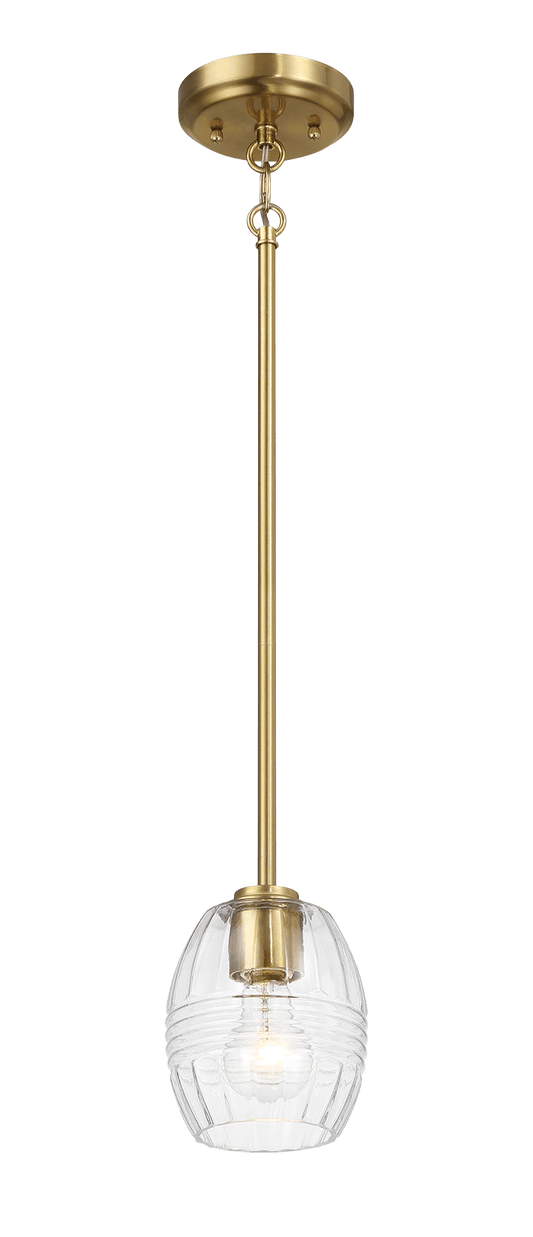 Vista Single Pendant Chain Hanging Light with Clear Glass - Satin Brass