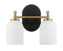 Vortex Two Lights Vanity in Traditional Style for Over Bathroom Mirror Wall Sconce 12.25"W × 10.125"H × 5.5"E With White Frosted Glass