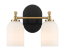 Vortex Two Lights Vanity in Traditional Style for Over Bathroom Mirror Wall Sconce 12.25"W × 10.125"H × 5.5"E With White Frosted Glass