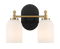 Vortex Two Lights Vanity in Traditional Style for Over Bathroom Mirror Wall Sconce 12.25"W × 10.125"H × 5.5"E With White Frosted Glass