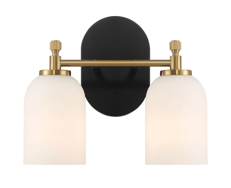 Vortex Two Lights Vanity in Traditional Style for Over Bathroom Mirror Wall Sconce 12.25"W × 10.125"H × 5.5"E With White Frosted Glass