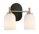 Vortex Two Lights Vanity in Traditional Style for Over Bathroom Mirror Wall Sconce 12.25"W × 10.125"H × 5.5"E With White Frosted Glass