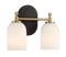 Vortex Two Lights Vanity in Traditional Style for Over Bathroom Mirror Wall Sconce 12.25"W × 10.125"H × 5.5"E With White Frosted Glass