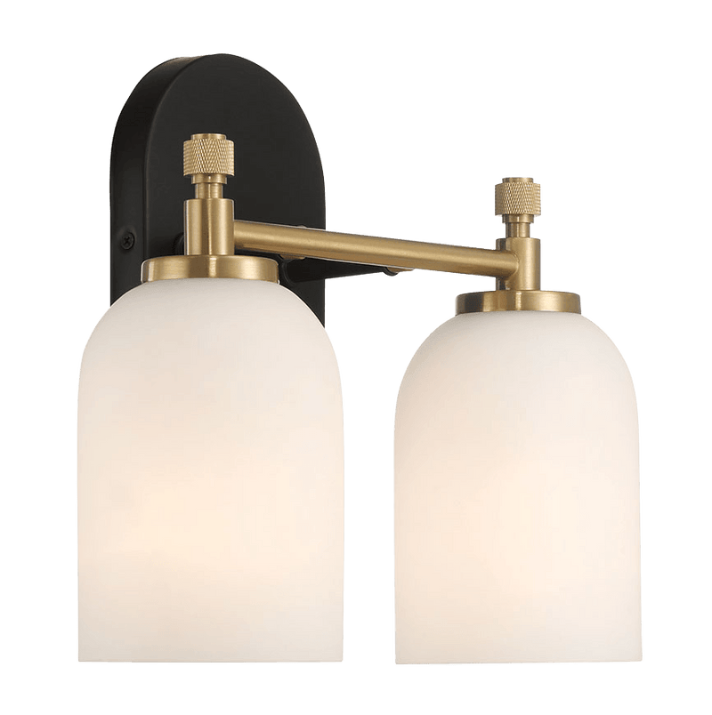 Vortex Two Lights Vanity in Traditional Style for Over Bathroom Mirror Wall Sconce 12.25"W × 10.125"H × 5.5"E With White Frosted Glass